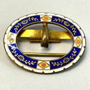 Vintage Champleve' Floral Enamel Brass Belt Buckle c 1920's